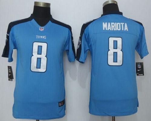  Titans #8 Marcus Mariota Light Blue Team Color Youth Stitched NFL Limited Jersey