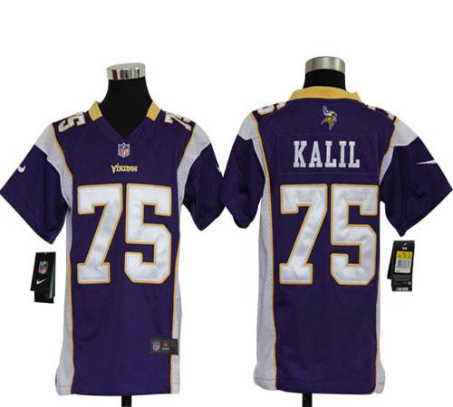  Vikings #75 Matt Kalil Purple Team Color Youth Stitched NFL Elite Jersey