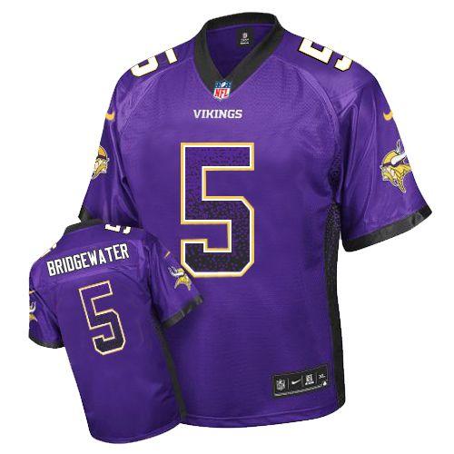  Vikings #5 Teddy Bridgewater Purple Team Color Youth Stitched NFL Elite Drift Fashion Jersey