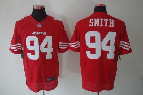  49ers #94 Justin Smith Red Team Color Men's Stitched NFL Elite Jersey