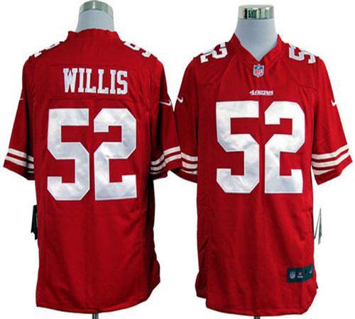 49ers #52 Patrick Willis Red Team Color Men's Stitched NFL Game Jersey