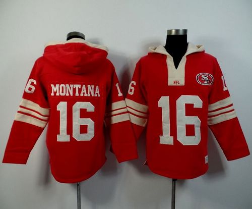San Francisco 49ers #16 Joe Montana Red Player Winning Method Pullover NFL Hoodie