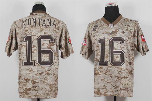  49ers #16 Joe Montana Camo USMC Men's Stitched NFL New Elite Jersey