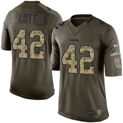  49ers #42 Ronnie Lott Green Men's Stitched NFL Limited Salute to Service Jersey