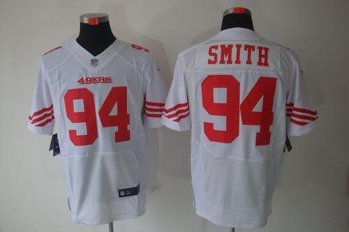  49ers #94 Justin Smith White Men's Stitched NFL Elite Jersey