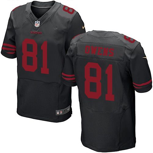  49ers #81 Terrell Owens Black Alternate Men's Stitched NFL Elite Jersey