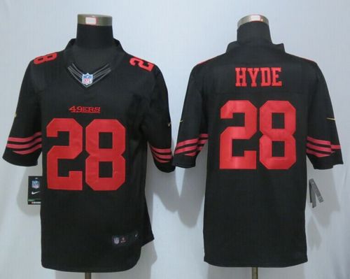  49ers #28 Carlos Hyde Black Alternate Men's Stitched NFL Limited Jersey