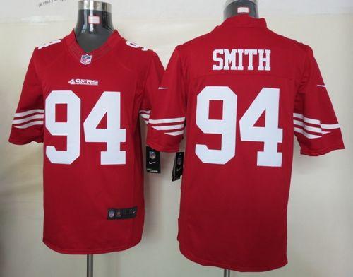  49ers #94 Justin Smith Red Team Color Men's Stitched NFL Limited Jersey