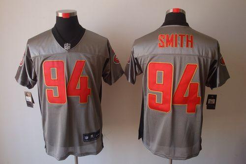  49ers #94 Justin Smith Grey Shadow Men's Stitched NFL Elite Jersey