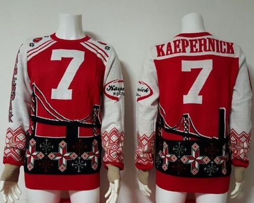  49ers #7 Colin Kaepernick Red/White Men's Ugly Sweater