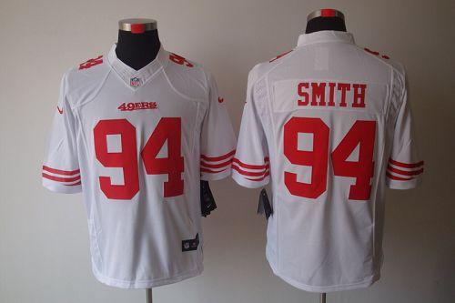  49ers #94 Justin Smith White Men's Stitched NFL Limited Jersey