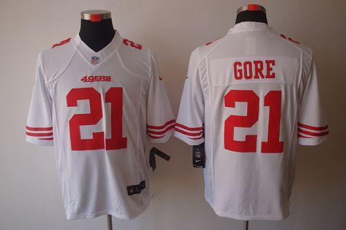  49ers #21 Frank Gore White Men's Stitched NFL Limited Jersey