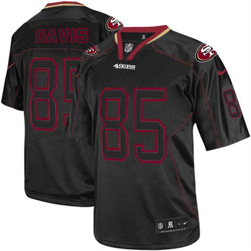  49ers #85 Vernon Davis Lights Out Black Men's Stitched NFL Elite Jersey