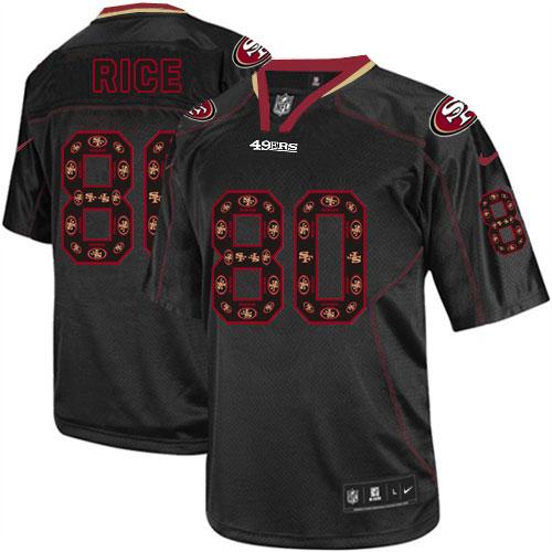  49ers #80 Jerry Rice New Lights Out Black Men's Stitched NFL Elite Jersey
