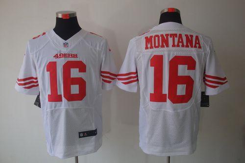  49ers #16 Joe Montana White Men's Stitched NFL Elite Jersey