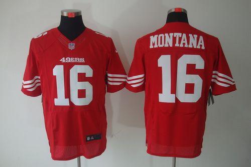  49ers #16 Joe Montana Red Team Color Men's Stitched NFL Elite Jersey