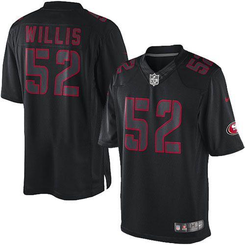  49ers #52 Patrick Willis Black Men's Stitched NFL Impact Limited Jersey