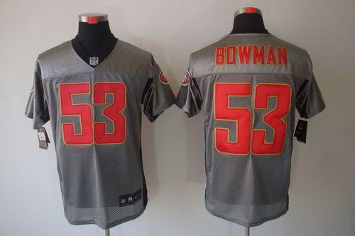  49ers #53 NaVorro Bowman Grey Shadow Men's Stitched NFL Elite Jersey