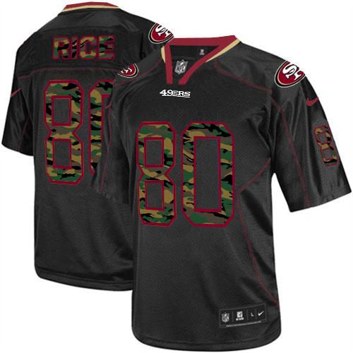  49ers #80 Jerry Rice Black Men's Stitched NFL Elite Camo Fashion Jersey
