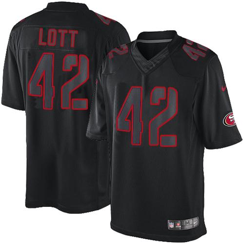  49ers #42 Ronnie Lott Black Men's Stitched NFL Impact Limited Jersey
