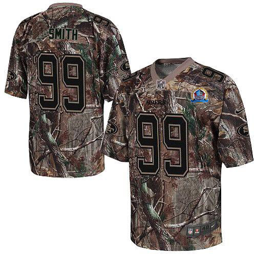  49ers #99 Aldon Smith Camo With Hall of Fame 50th Patch Men's Stitched NFL Realtree Elite Jersey