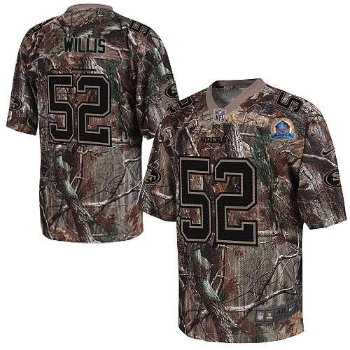  49ers #52 Patrick Willis Camo With Hall of Fame 50th Patch Men's Stitched NFL Realtree Elite Jersey