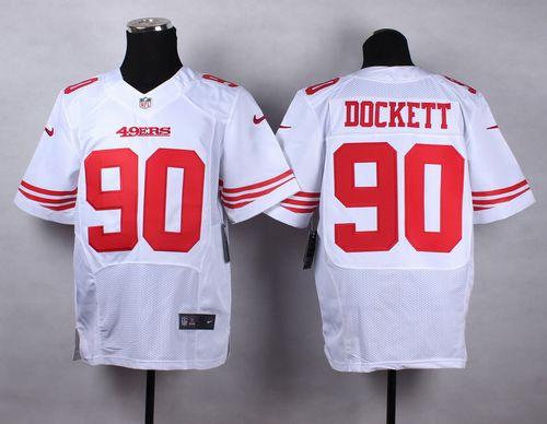  49ers #90 Darnell Dockett White Men's Stitched NFL Elite Jersey