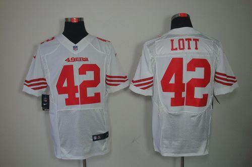 49ers #42 Ronnie Lott White Men's Stitched NFL Elite Jersey