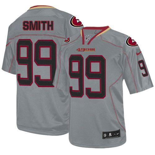 49ers #99 Aldon Smith Lights Out Grey Men's Stitched NFL Elite Jersey