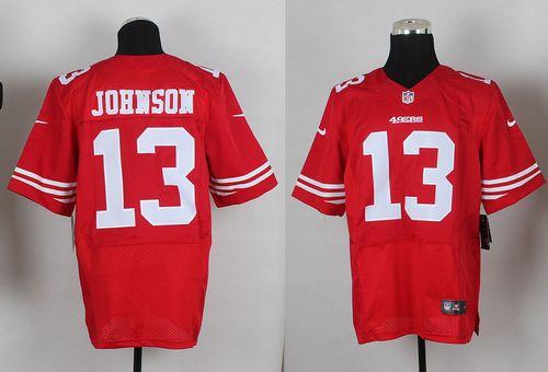  49ers #13 Steve Johnson Red Team Color Men's Stitched NFL Elite Jersey
