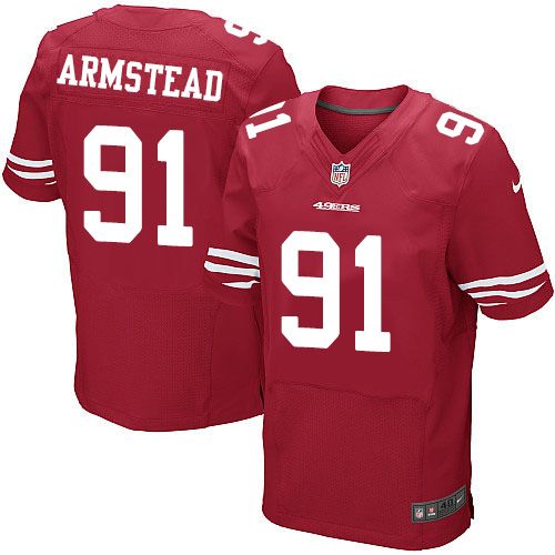  49ers #91 Arik Armstead Red Team Color Men's Stitched NFL Elite Jersey