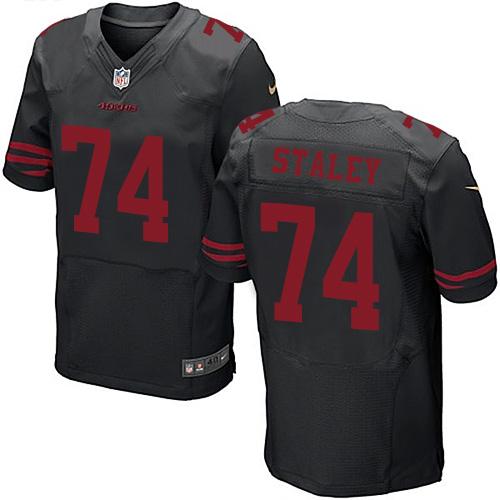  49ers #74 Joe Staley Black Alternate Men's Stitched NFL Elite Jersey