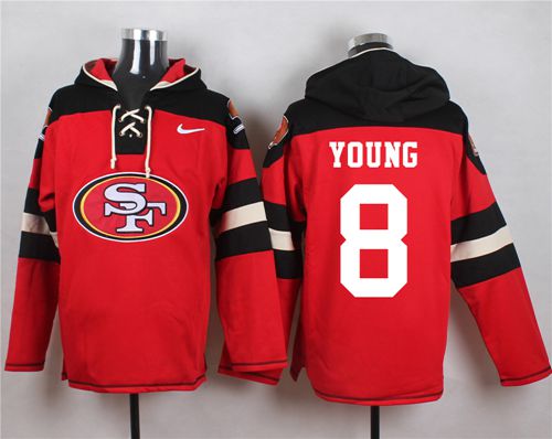 49ers #8 Steve Young Red Player Pullover NFL Hoodie