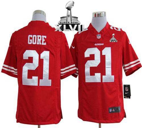  49ers #21 Frank Gore Red Team Color Super Bowl XLVII Men's Stitched NFL Game Jersey