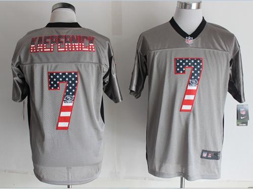  49ers #7 Colin Kaepernick Grey Men's Stitched NFL Elite USA Flag Fashion Jersey