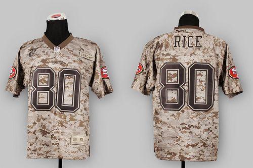  49ers #80 Jerry Rice Camo USMC Men's Stitched NFL New Elite Jersey