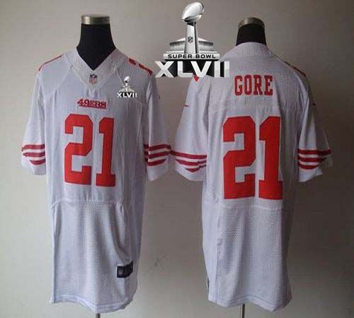  49ers #21 Frank Gore White Super Bowl XLVII Men's Stitched NFL Elite Jersey