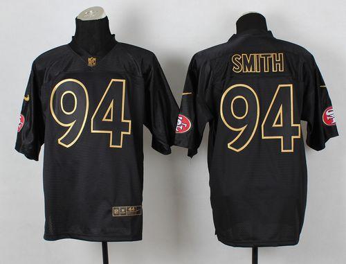  49ers #94 Justin Smith Black Gold No. Fashion Men's Stitched NFL Elite Jersey