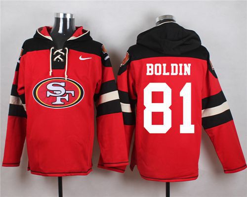  49ers #81 Anquan Boldin Red Player Pullover NFL Hoodie