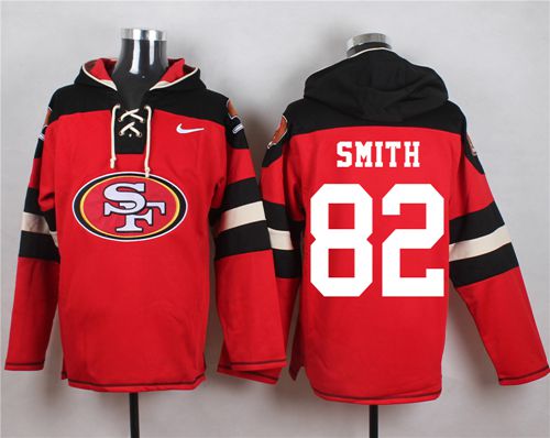  49ers #82 Torrey Smith Red Player Pullover NFL Hoodie