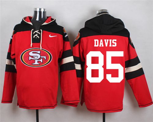  49ers #85 Vernon Davis Red Player Pullover NFL Hoodie