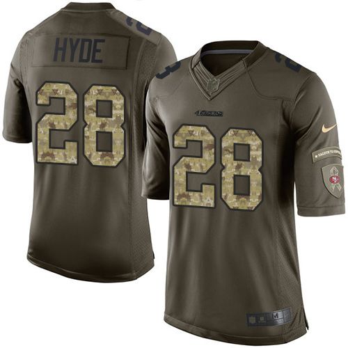  49ers #28 Carlos Hyde Green Men's Stitched NFL Limited Salute to Service Jersey