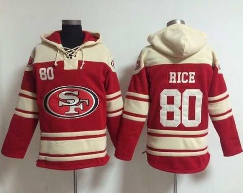  49ers #80 Jerry Rice Red Sawyer Hooded Sweatshirt NFL Hoodie