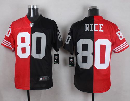  49ers #80 Jerry Rice Red/Black Two Tone Oakland Raiders Men's Stitched NFL Jersey