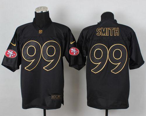  49ers #99 Aldon Smith Black Gold No. Fashion Men's Stitched NFL Elite Jersey