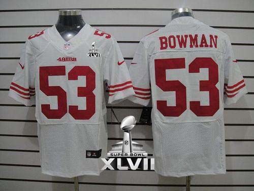  49ers #53 NaVorro Bowman White Super Bowl XLVII Men's Stitched NFL Elite Jersey
