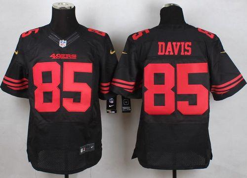  49ers #85 Vernon Davis Black Alternate Men's Stitched NFL Elite Jersey