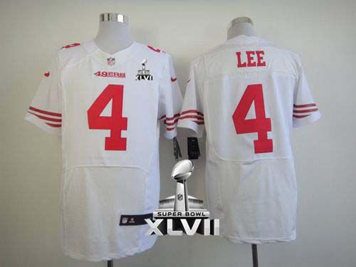  49ers #4 Andy Lee White Super Bowl XLVII Men's Stitched NFL Elite Jersey
