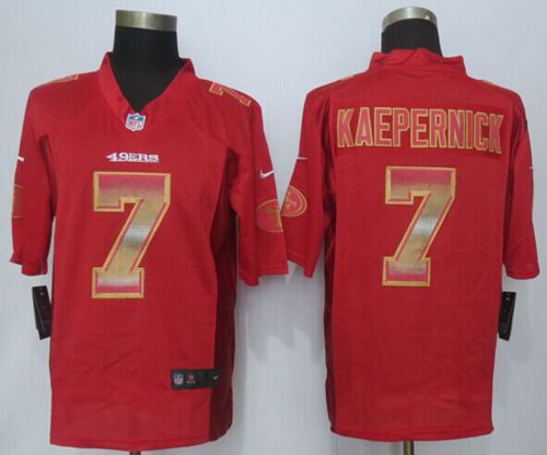  49ers #7 Colin Kaepernick Red Team Color Men's Stitched NFL Limited Strobe Jersey