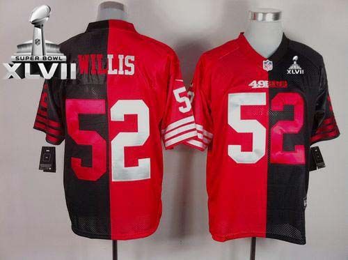  49ers #52 Patrick Willis Black/Red Super Bowl XLVII Men's Stitched NFL Elite Split Jersey